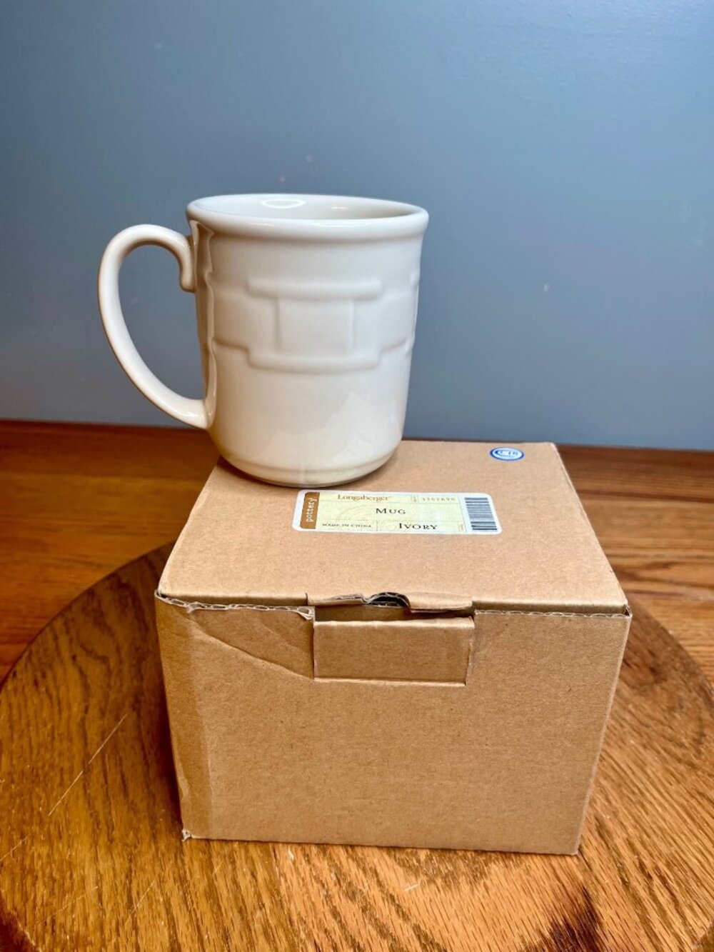 New In Box Longaberger Woven Traditions Ivory Mug